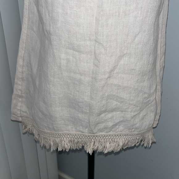 Valentina Naldi crumped sleeveless linen top with crochel fringe hemsize Small - Picture 2 of 7